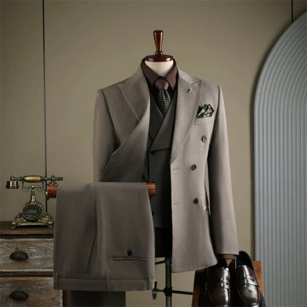 Classic Light Brown 3-Piece Slim Fit Men’s Suit